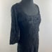 VTG Johnny Was Black Lace Shift Dress Scoop Neck Floral 3/4 Sleeve Size Small S