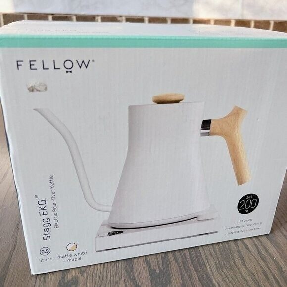 FELLOW Stagg Ekg Electric Kettle Pourover Coffee & Tea Pot Matte White Maple
