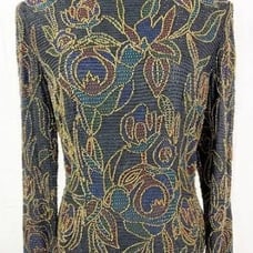 Vintage 1990s Niteline By Della Roufogali Sequin Silk Top