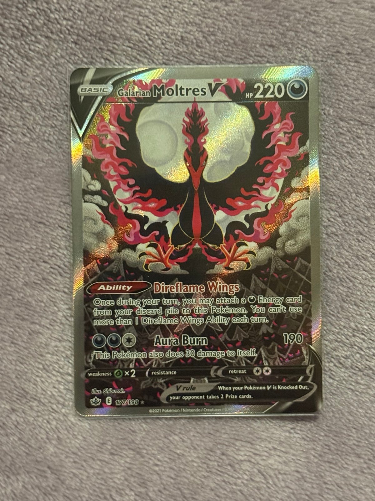 Pokemon tcg Galarian Moltres V 097/198 Ultra Rare Alt Art Chilling Reign