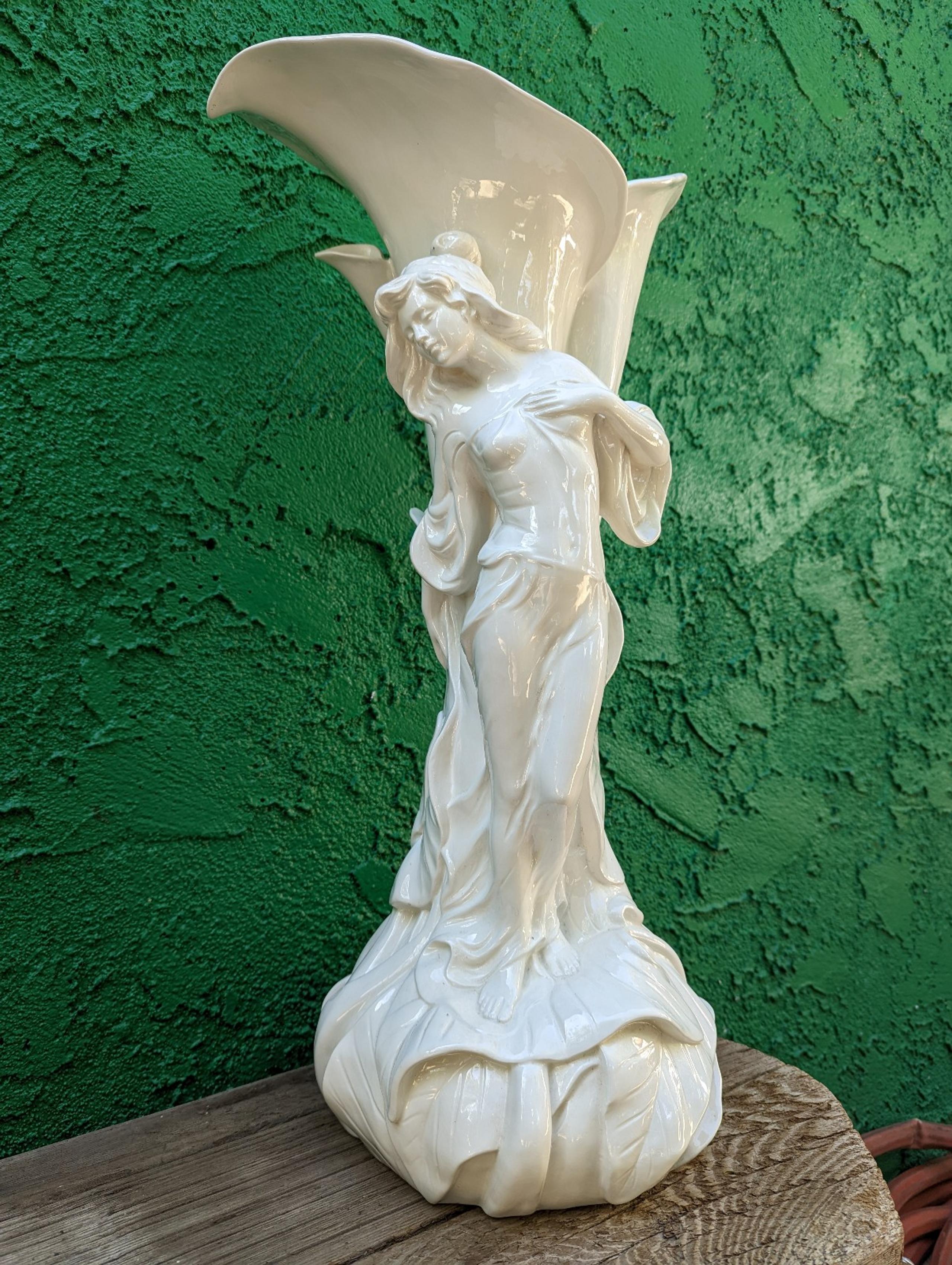 Lilly Maiden Art Nouveau Marble Resin Sculptural Vase