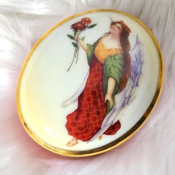 Boehm for Home Interiors Victorian Christmas Angel porcelain collectable box