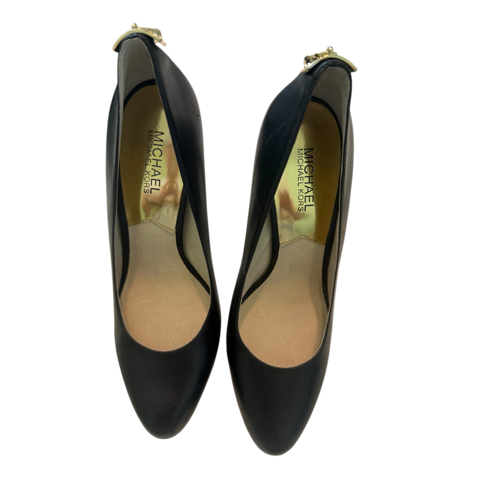 Michael Kors Black Leather High Heels Platform Shoes 9M