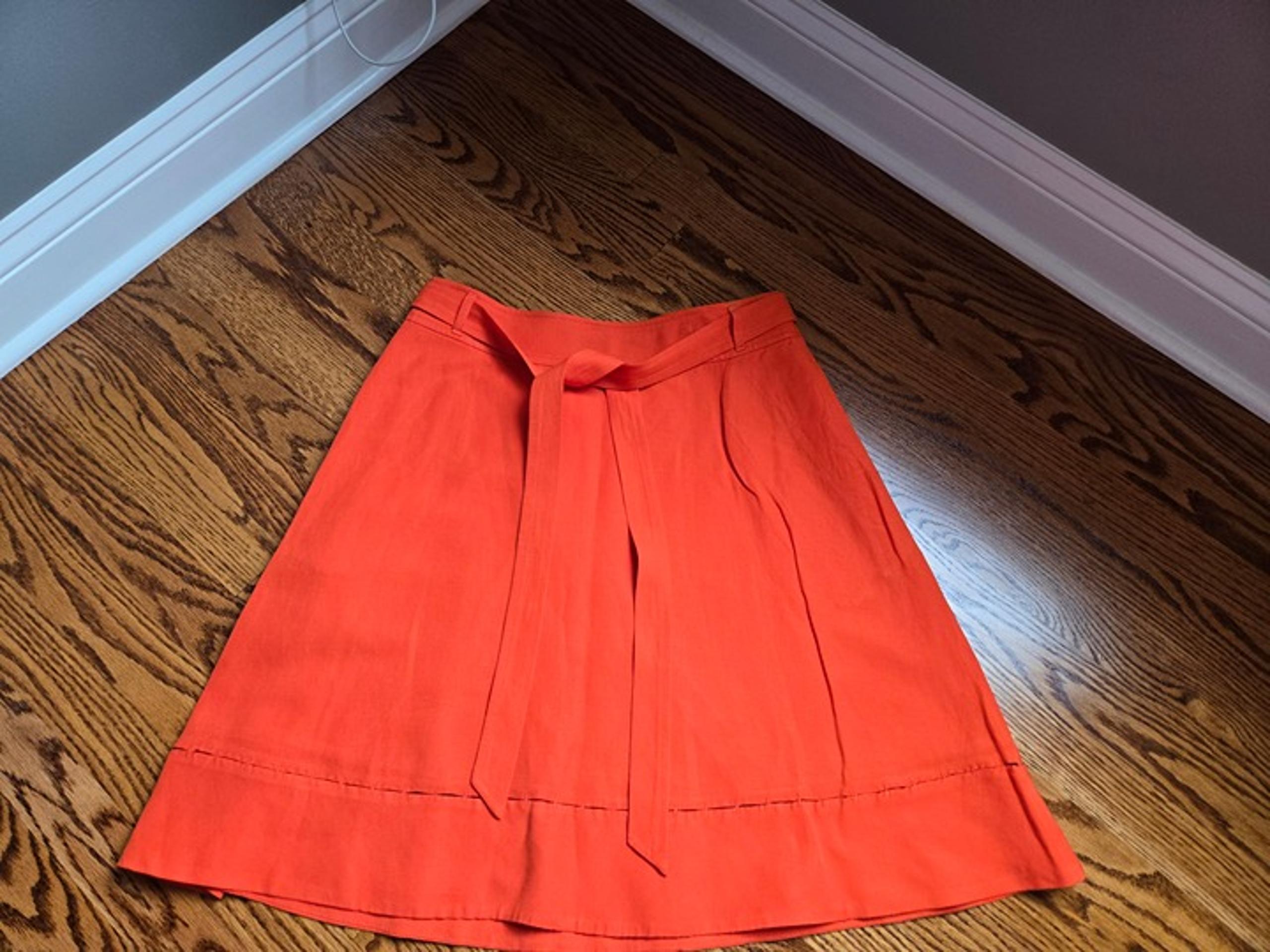 Banana Republic - women's poppy orange linen A-line skirt - size 6 - MINT cond!