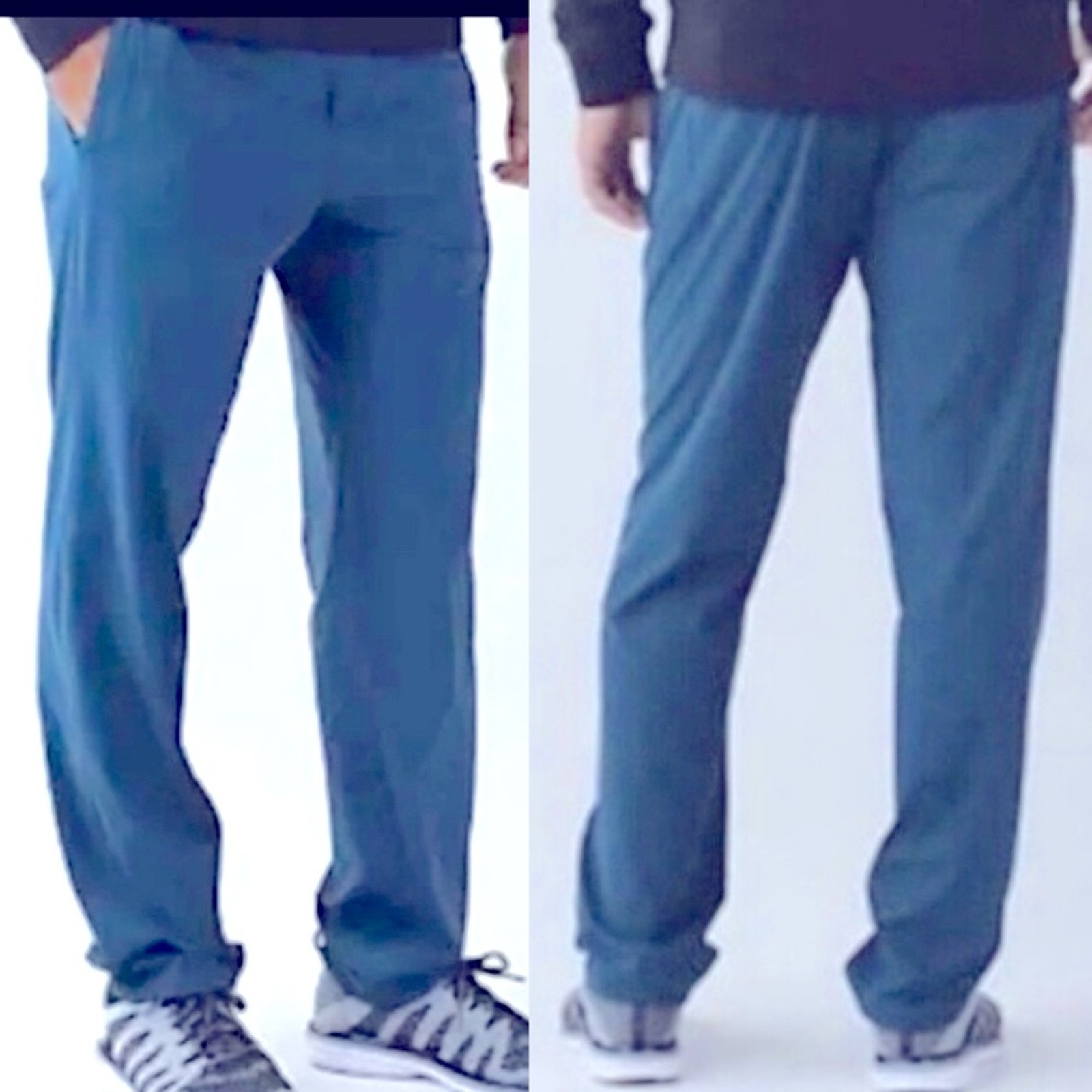 Lululemon 129 Mens Navy Lightweight Track Pants Lime Drawstring Size MED