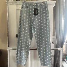 NEW Light Blue Missguided Star Super Tapered Leg Jean Size 6 Women's NWT