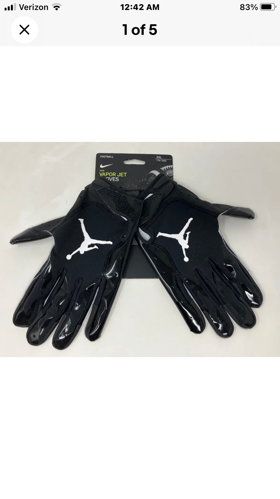 Air Jordan Nike Vapor Jet Football Gloves Black White Receiver