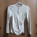 NWT Susana Monaco Ruched Cross Front Stretch Long Sleeves White Crewneck Top XS