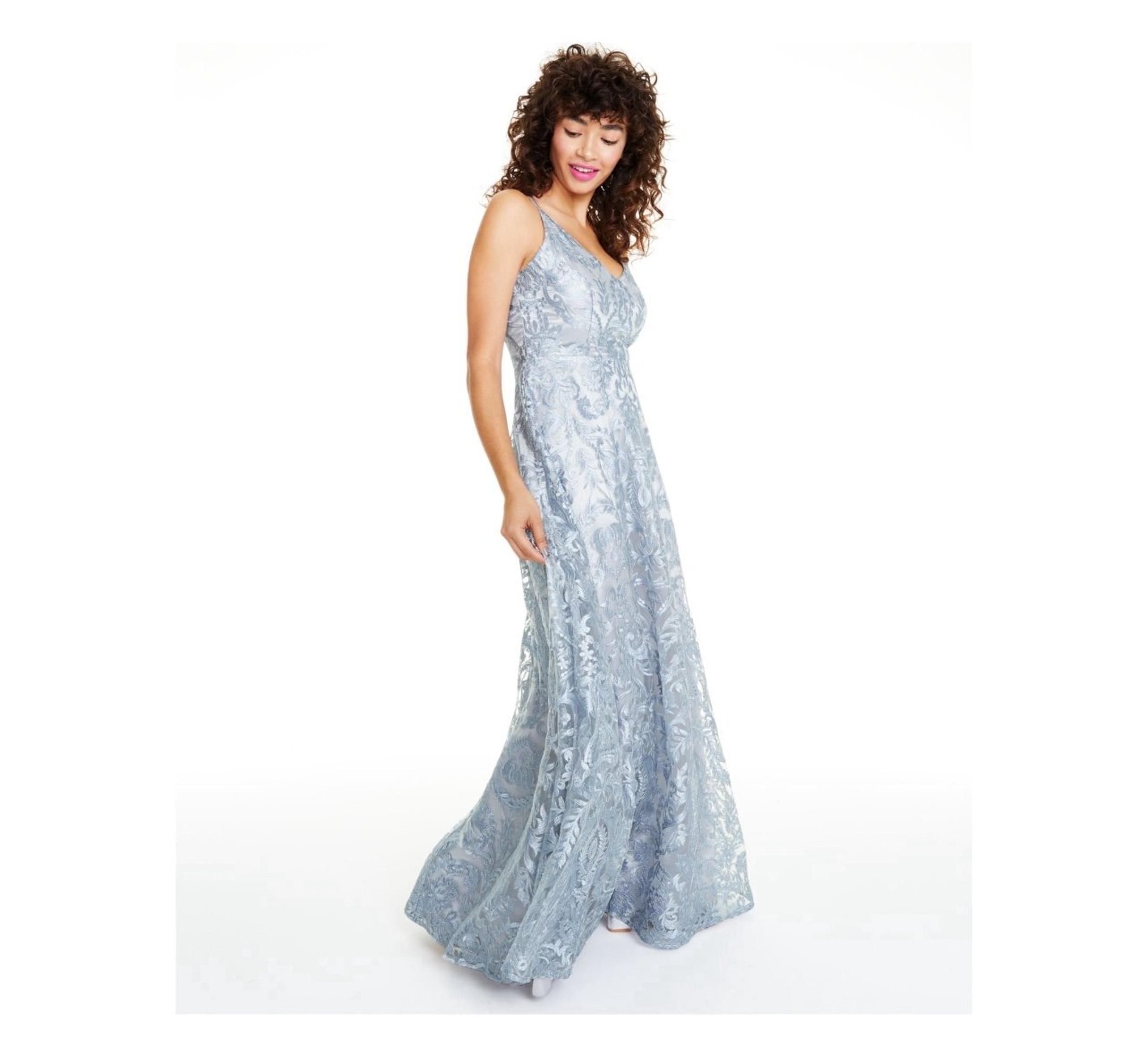 Light Blue Lace Evening Gown