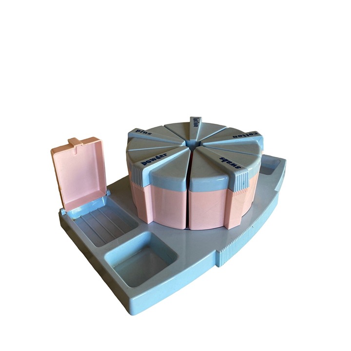 Vintage 1940's Pink Blue Nursery Supply Caddy Plastic