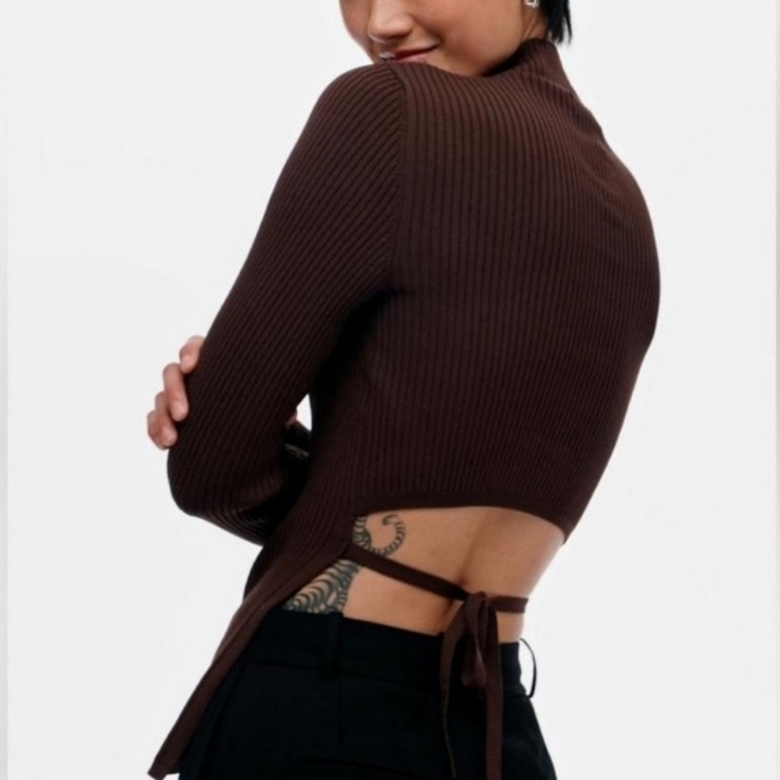 Babaton Sculpt Knit Ambrosia Sweater Top in Coffee Bean from Aritzia Size S