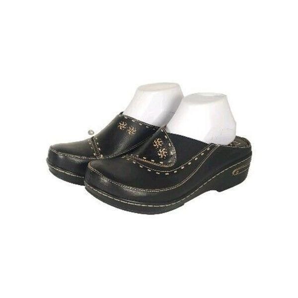 L'artiste Spring Step Women's Chino EU42 US11-11,5 Black Leather Floral Clogs