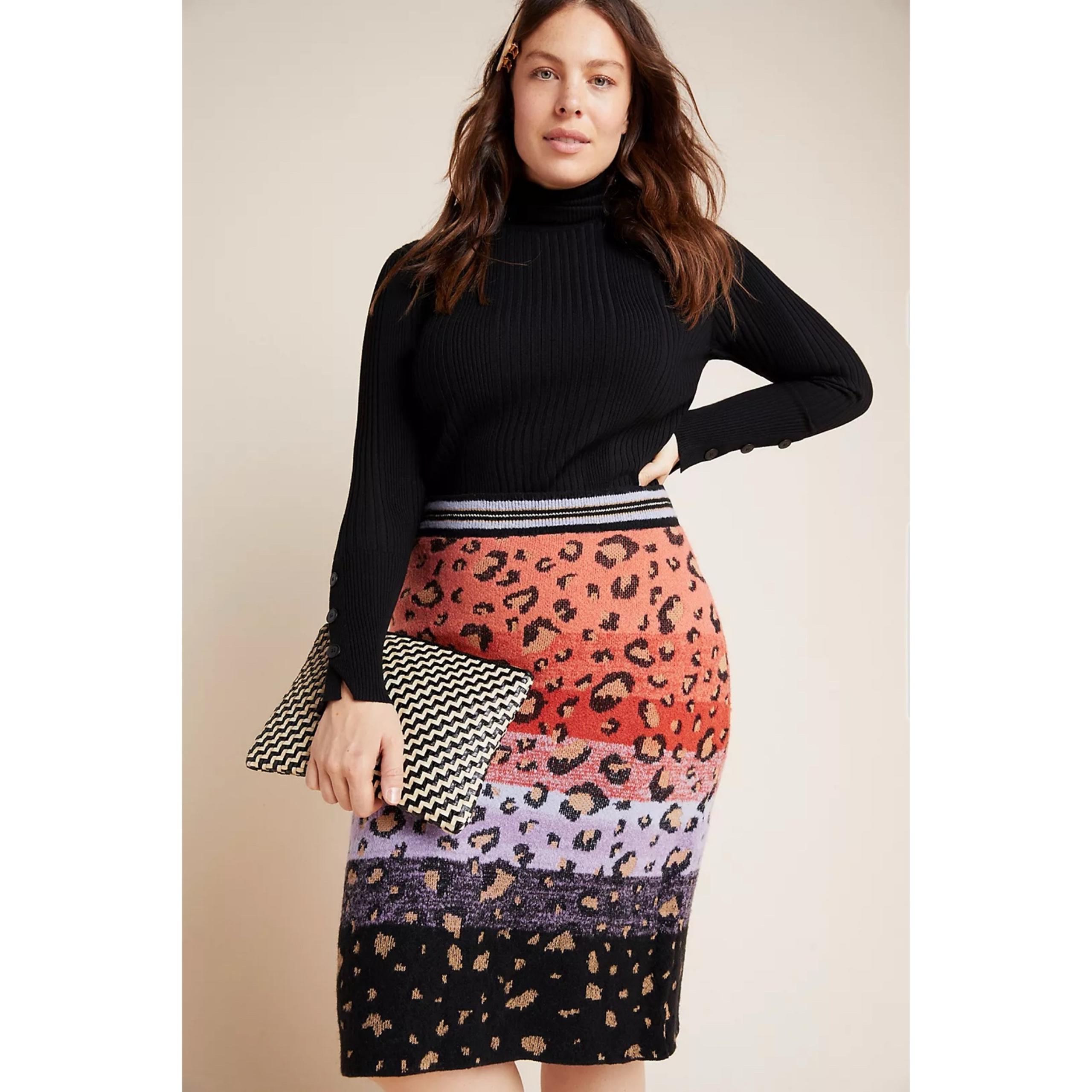 Anthropologie Maeve Leopard Sweater Knit
Pencil Skirt Sz XL