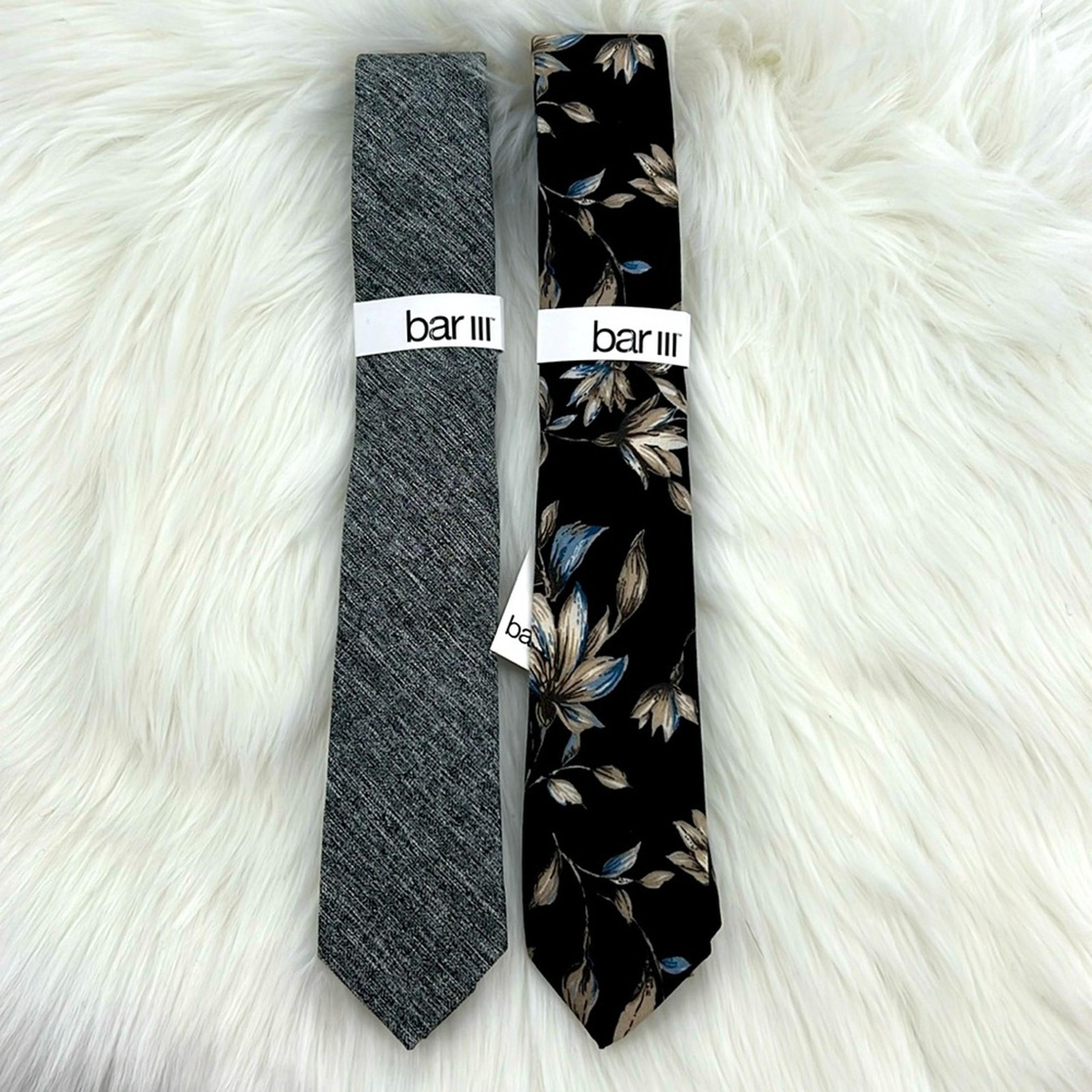 Bar III Set of 2 Men's Ties - Gray/Floral - One Size - New with tags