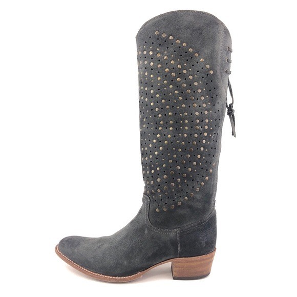 Frye Deborah Lace Back Studded Tall Boots 9 M