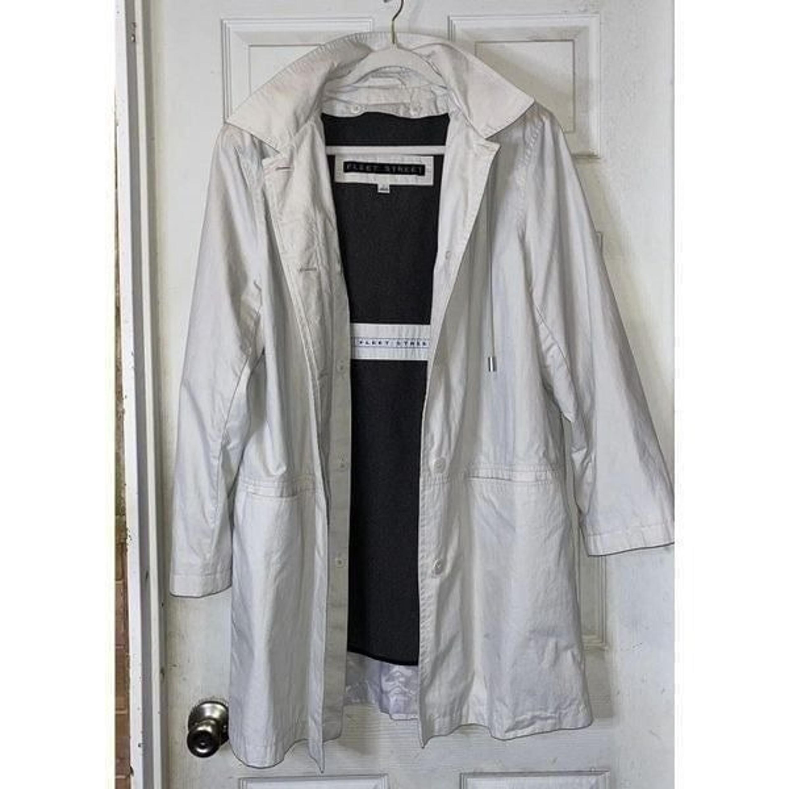 Fleet Street Coat Womens Size Large Beige REMOVABLE HOOD JACKET