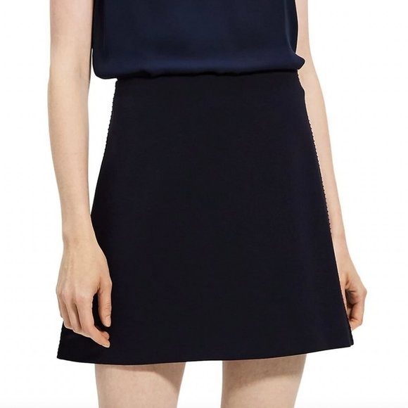THEORY black mini tennis elastic waist skirt womens P / XS