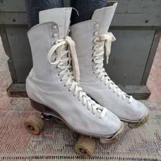 Vintage antique Hyde white leather women's rollerskates skates suregrip 7. 5