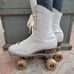 Vintage antique Hyde white leather women's rollerskates skates suregrip 7. 5