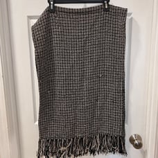 The Masai Scarf Vintage Black & Taupe Geometric Basket Weave Pattern