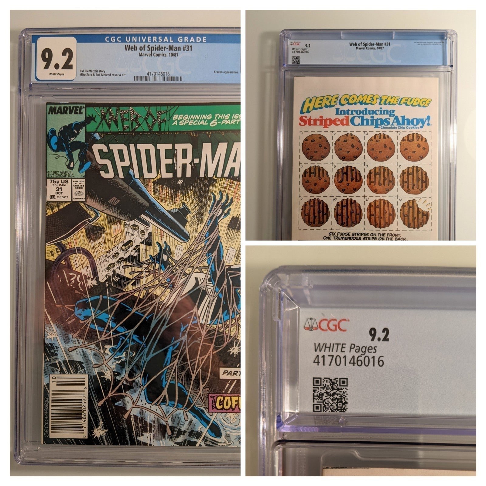 Marvel Comic, Web of Spider-Man #31, Newsstand, cgc 9.2, 1987