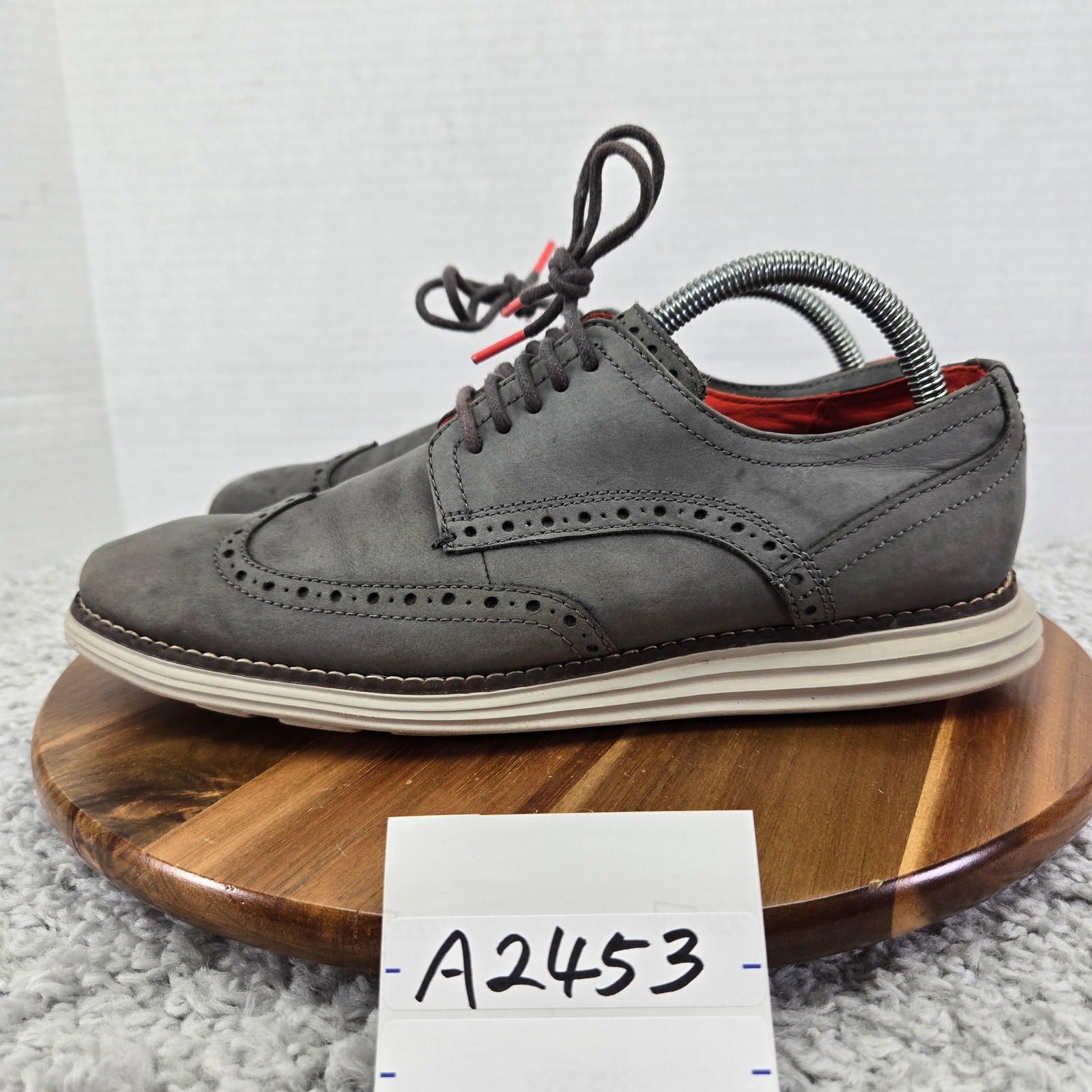 Cole Haan OriginalGrand Gray Nubuck Leather Wingtip Brogue Oxford Mens 8.5 M