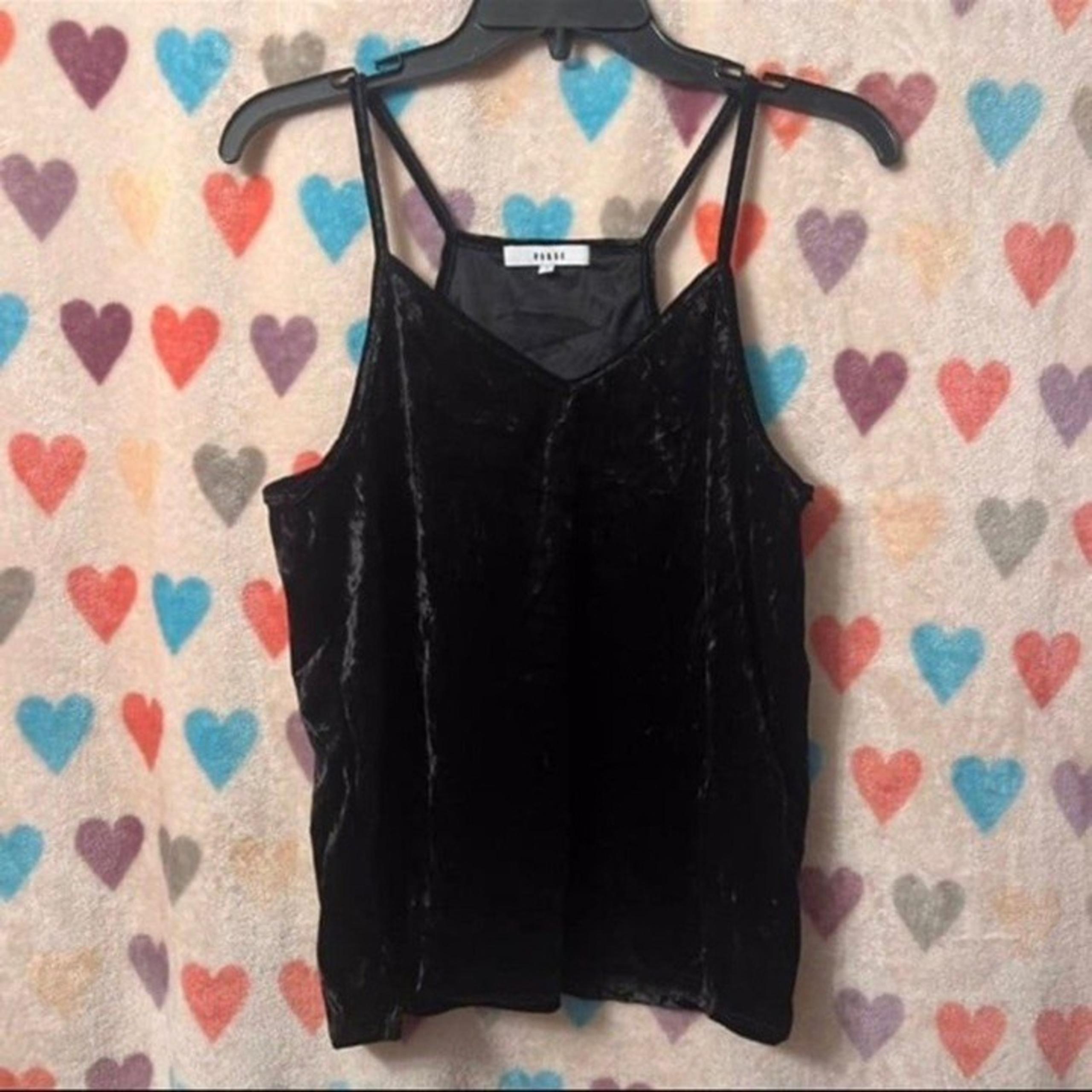 Anthropologie RO&DE Crushed Velvet Black Cami Tank Top