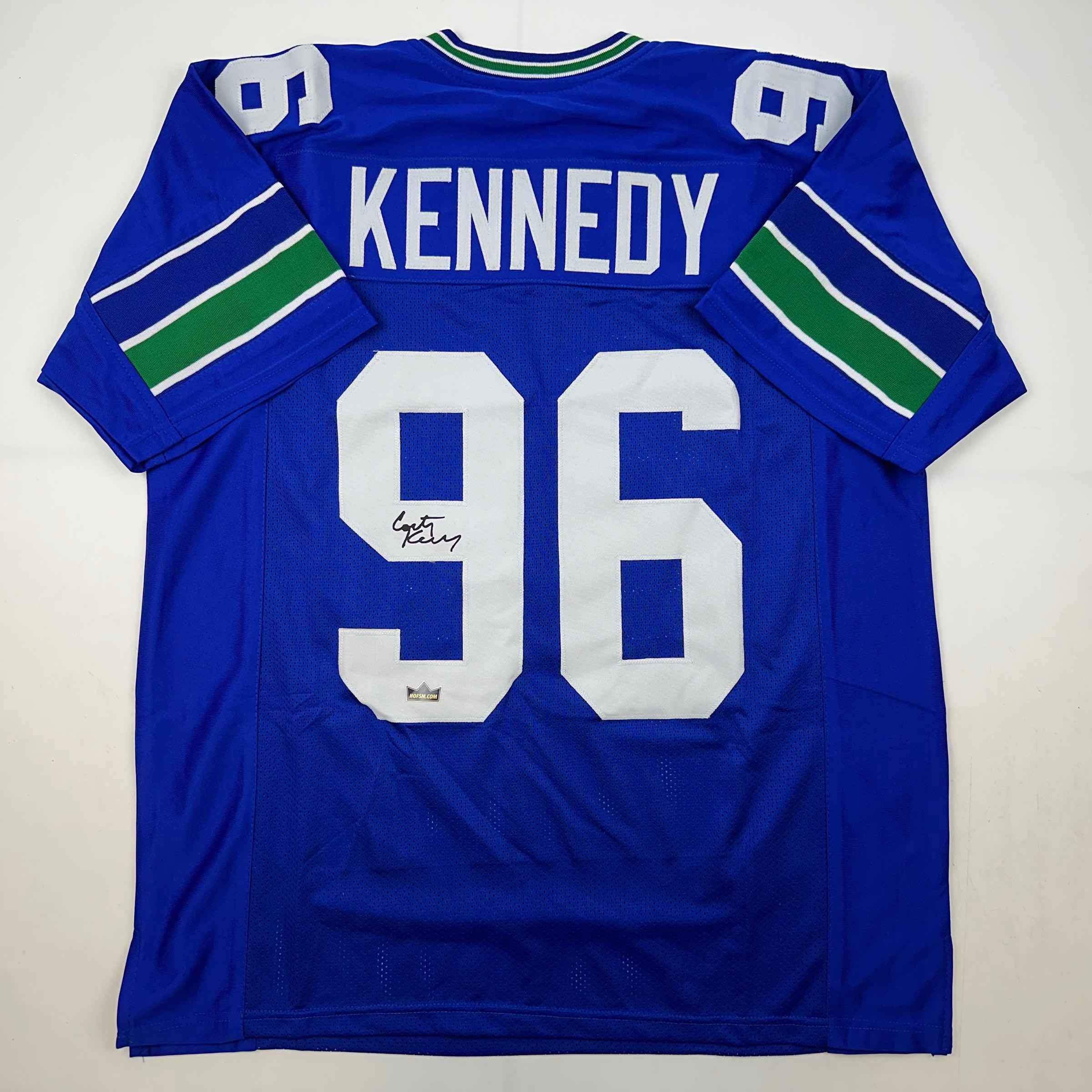 Facsimile Autographed Cortez Kennedy Seattle Blue Auto Jersey Size Men's XL