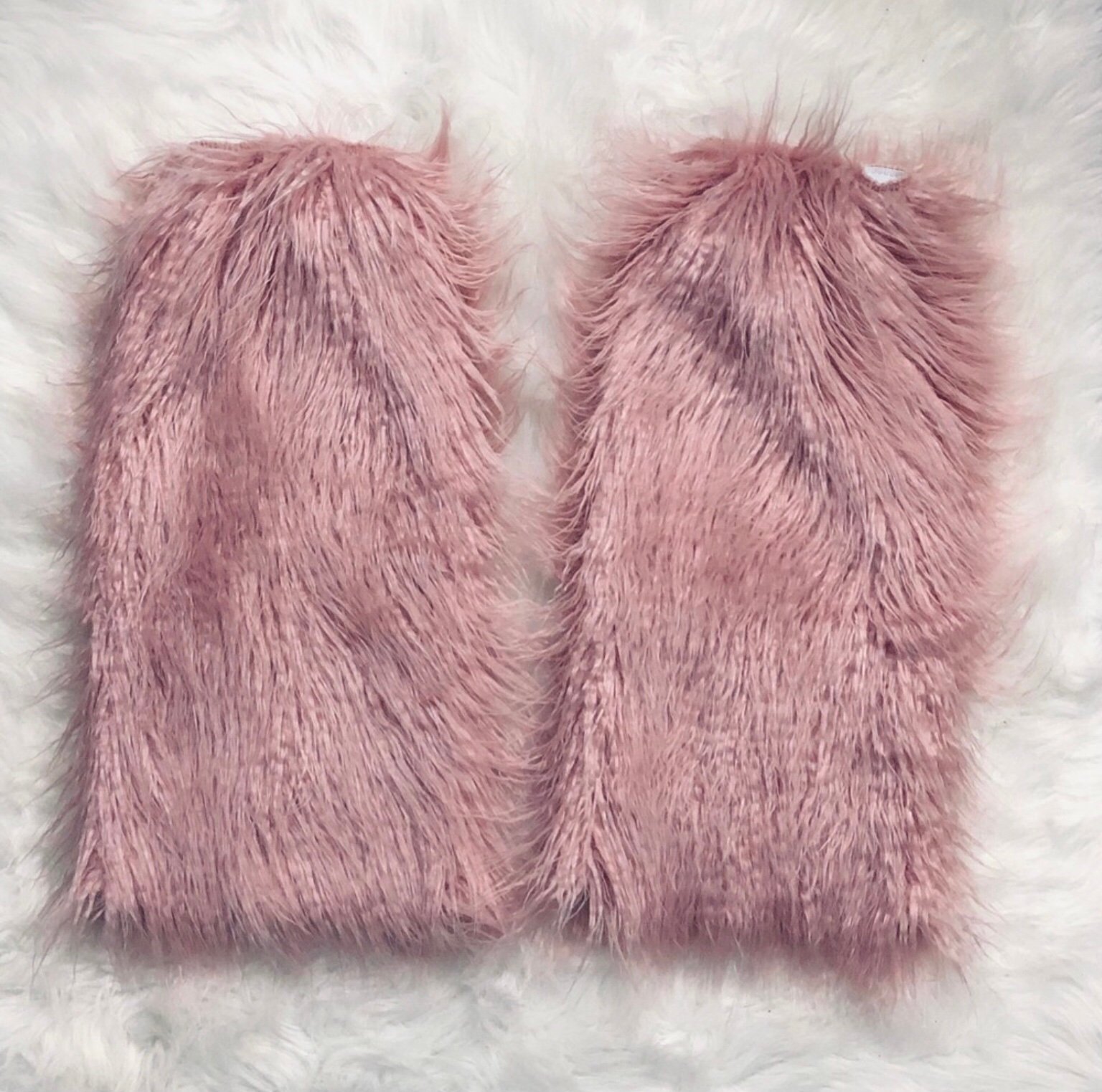 Handcrafted Soft Crinkle Faux Fur Leg Warmers Dancewear Boot Covers Blush