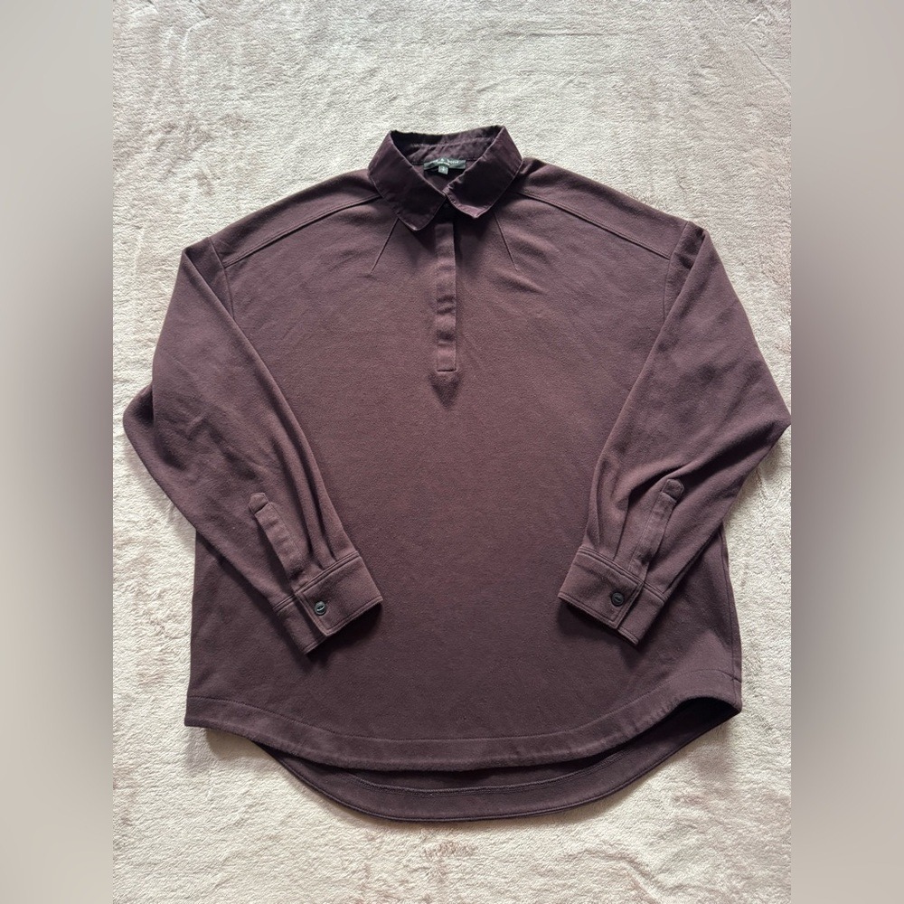 Rag & Bone Men's Shirt Thermal Stretch Knit Burgundy Long Sleeve Slim Sz S