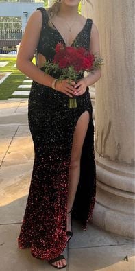 Black/Red Ombré Sequin Formal Dress