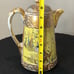 Antique Japanese Moriage Yellow Teapot Gold Gilt Hand Painted Birds, Unmarked