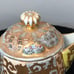 Antique Japanese Moriage Yellow Teapot Gold Gilt Hand Painted Birds, Unmarked
