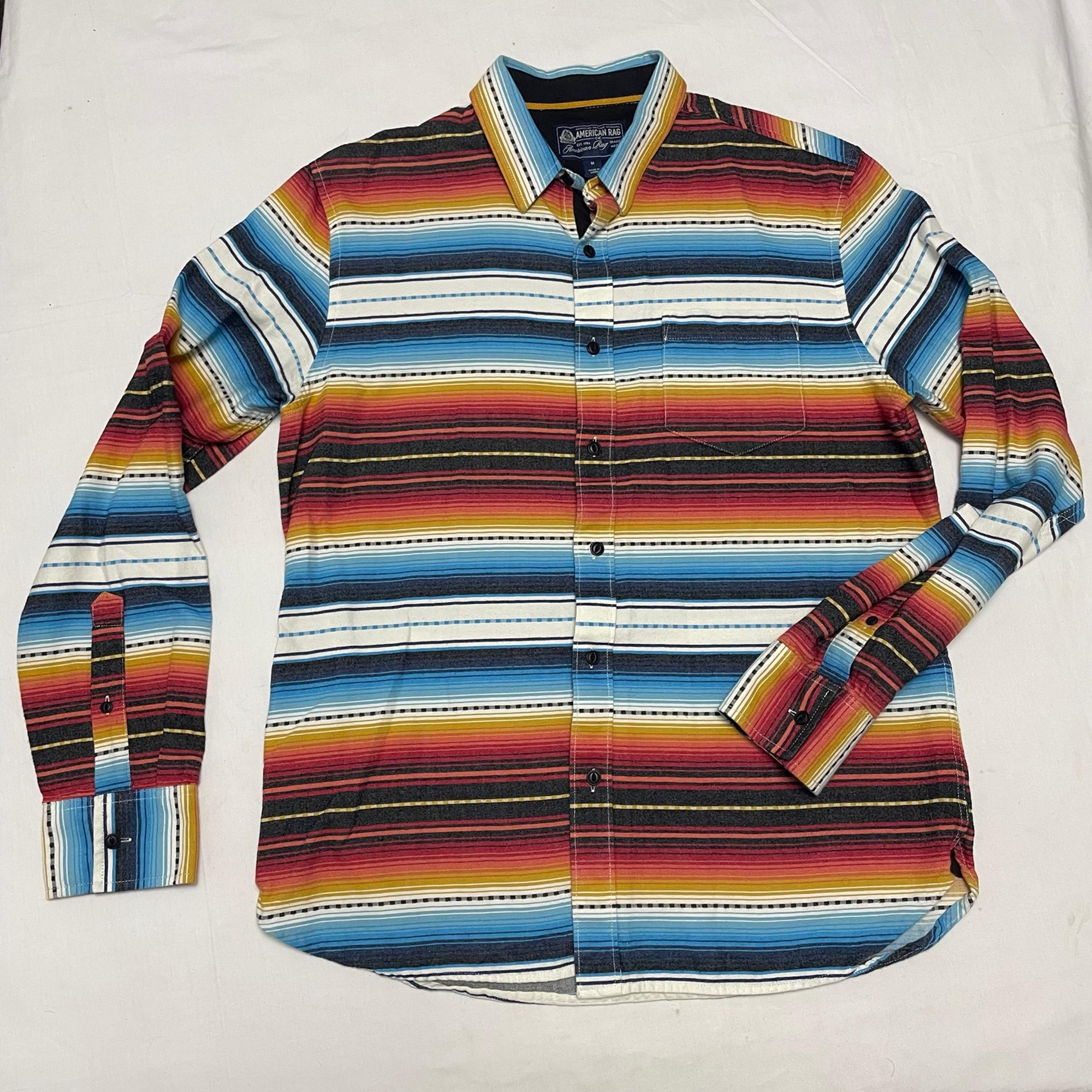 American Rag Men’s Size Medium Button up Shirt, Mexican Serape Shirt, Casual