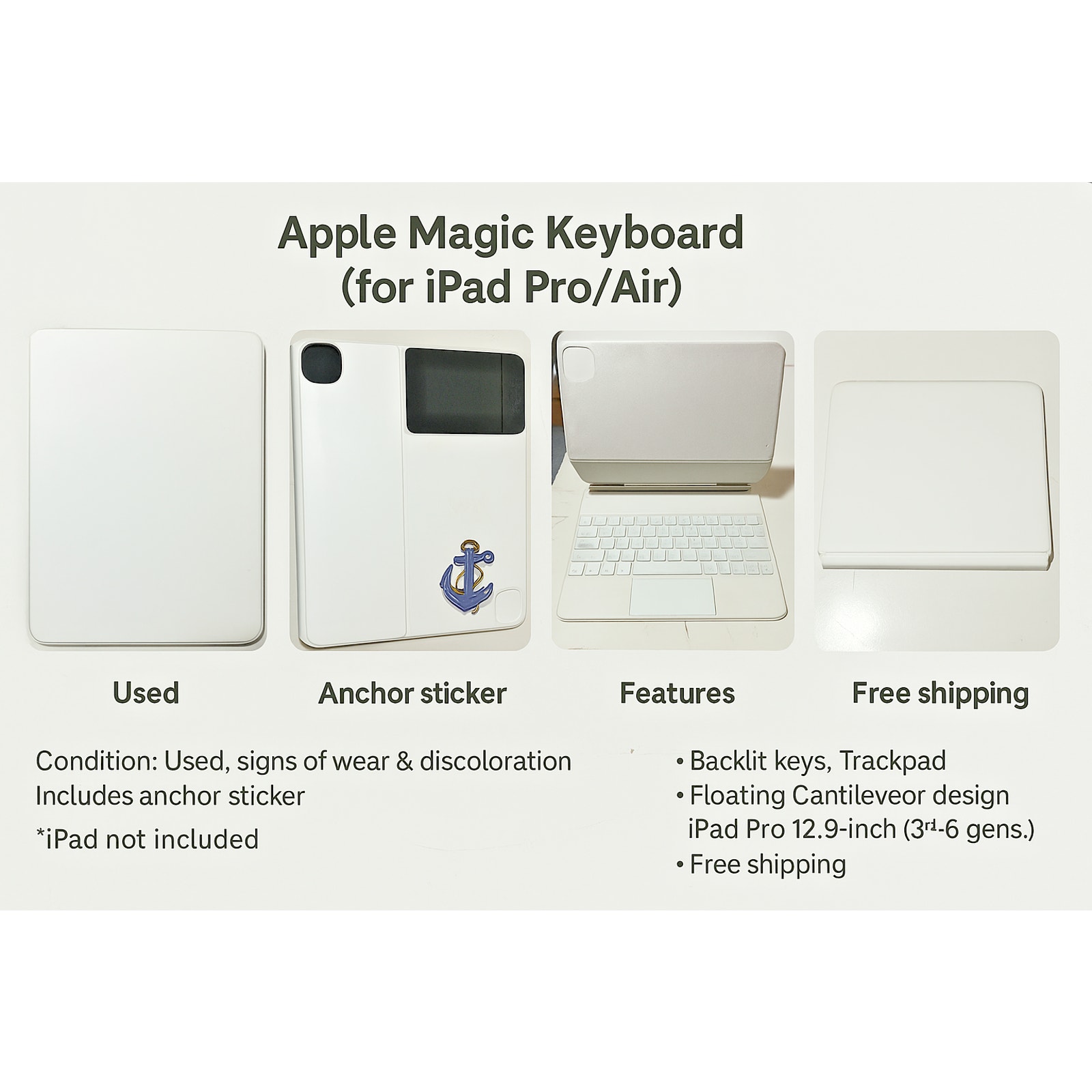 Apple Magic Keyboard iPad Pro 12.9” (White) With Legendary GitLab Navy Sticker