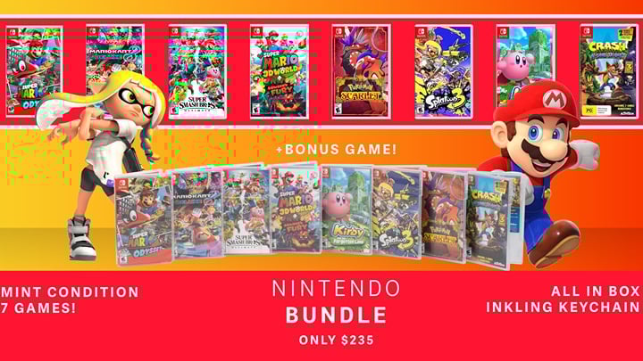 1st Party Nintendo Switch Games Suite, 7 Official Games with Crash Bandicoot