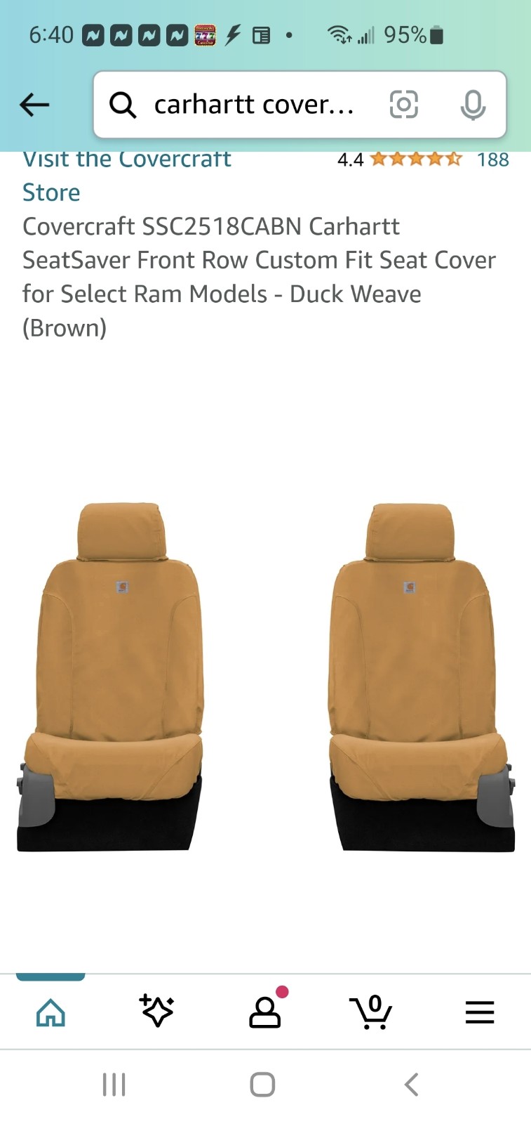 Carhardt seat covers for front seats.