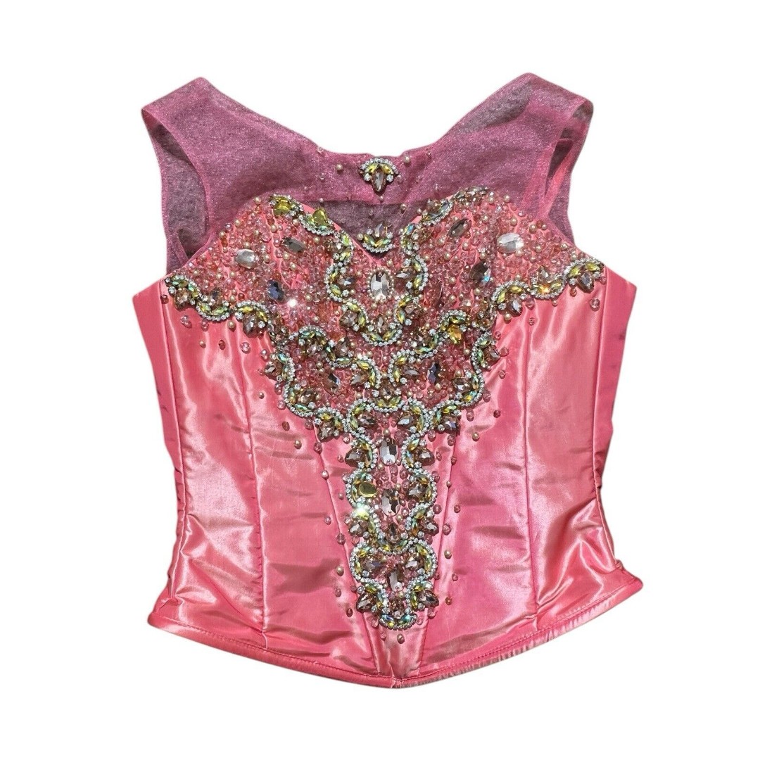 Embellished Sequin Beaded Coral Corset Top Quince Party Concert
