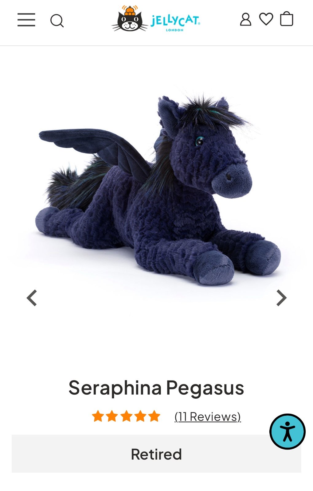 Jellycat Seraphina Pegasus (Retired - Very Rare!)