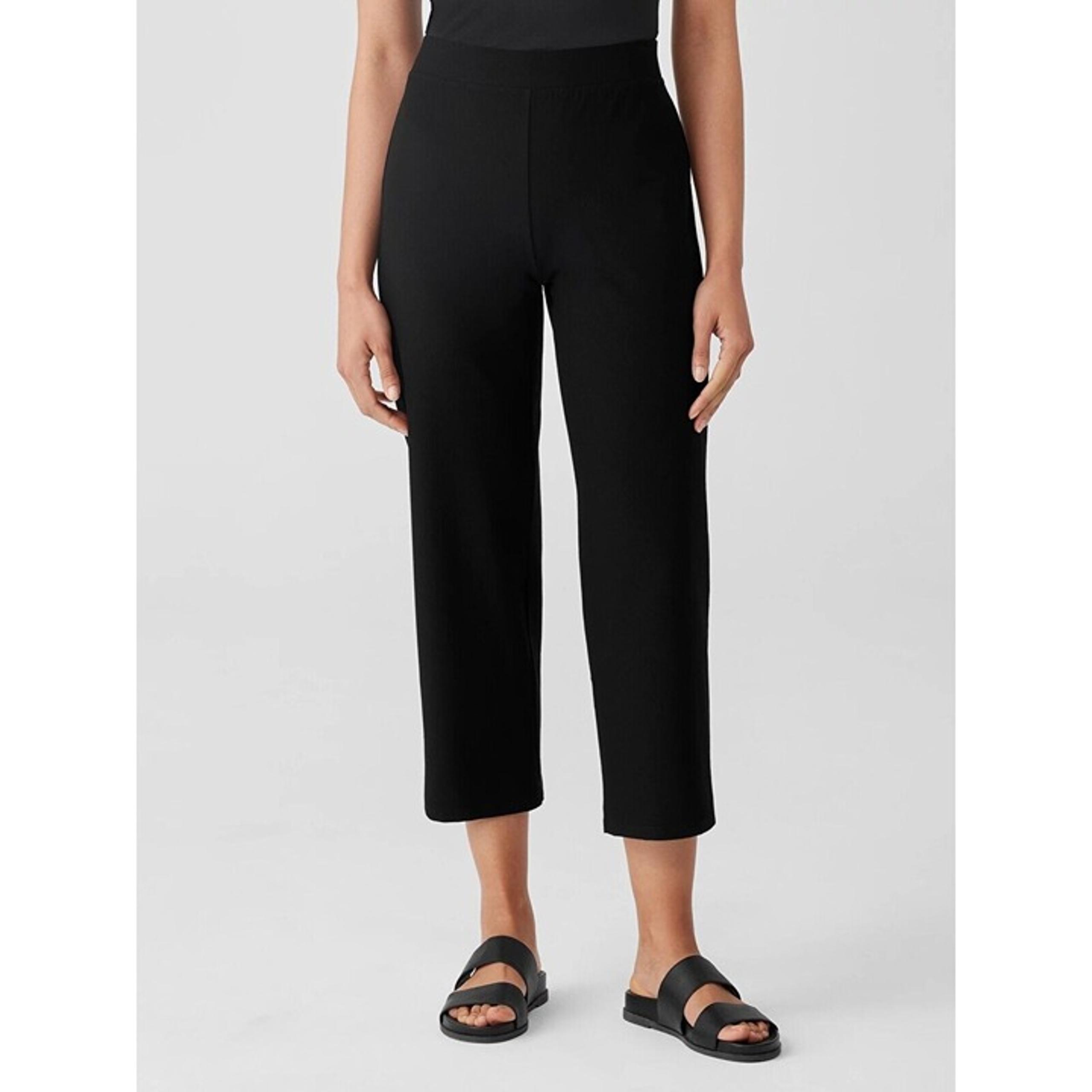 EILEEN FISHER Womens XXS Black Stretch Washable Crepe Cropped Pants Straight Leg