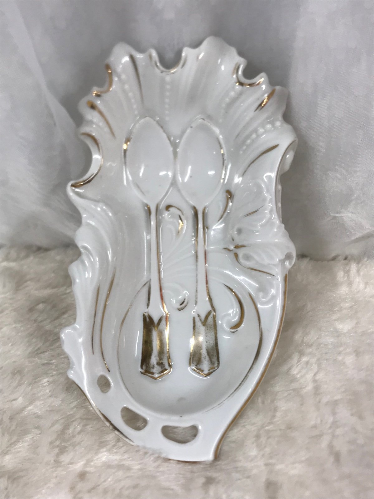 Victorian Soft Paste Porcelain Double Demitasse Spoon Holder