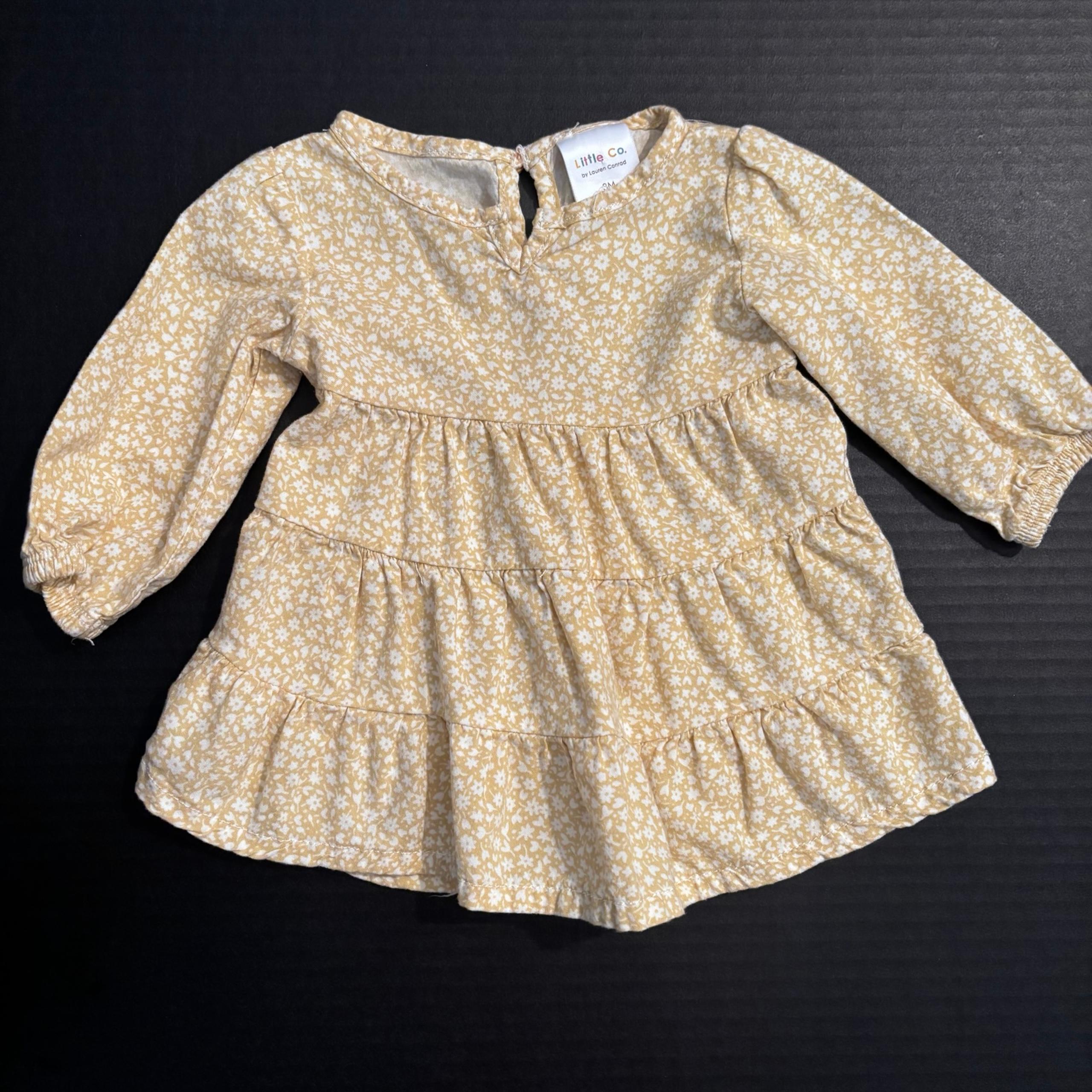 Little Co by Lauren Conrad yellow long sleeve floral dress size 3 months