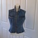 Limited Jeans Womens Vintage 80's Fitted Denim Vest Front Zip Skirted Hem S-SM