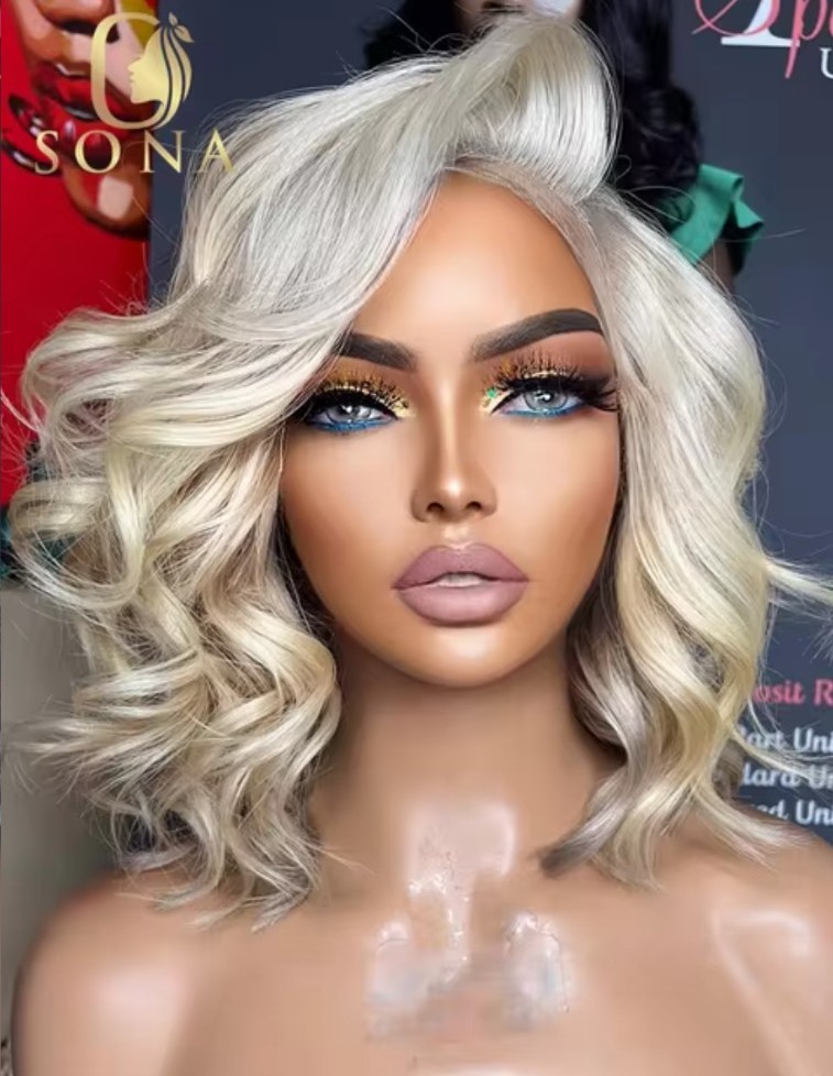 Beautiful Human Hair Ash Blonde Lace Front Wig