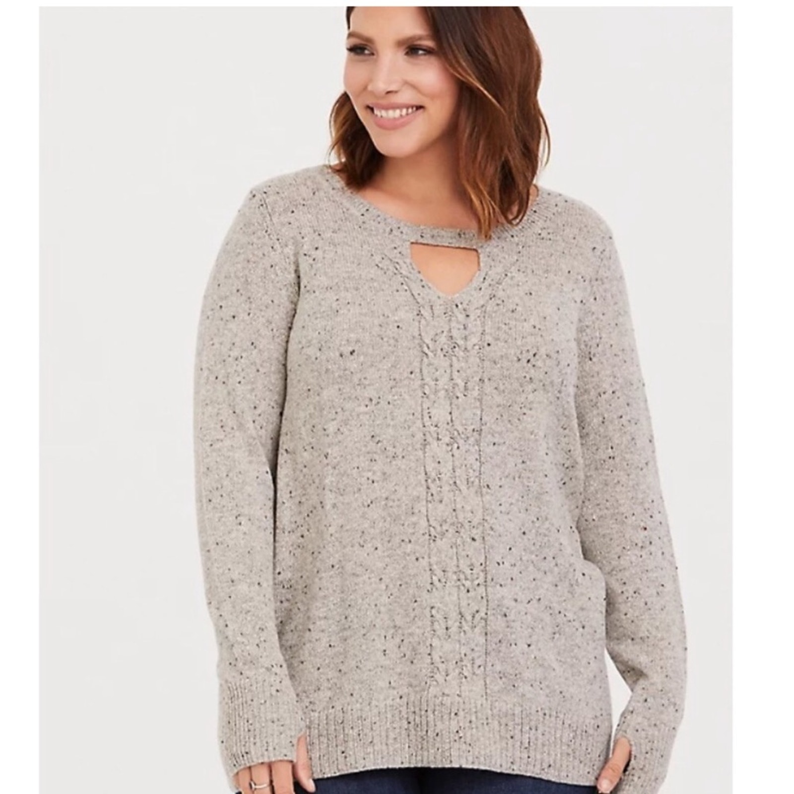 Torrid gray confetti knit cut out front sweater size 5 or 5X