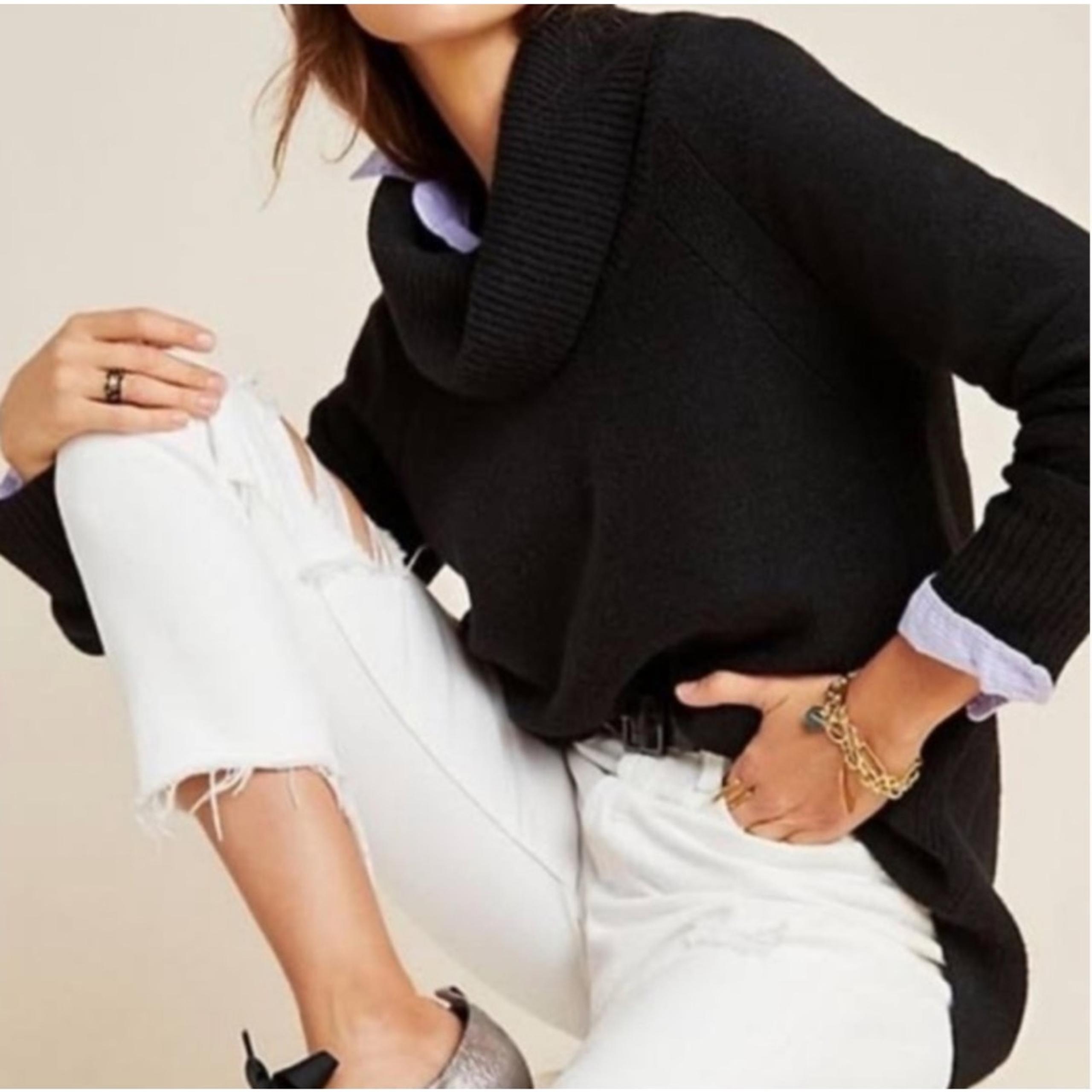 Moth for Anthropologie Black Cowl Neck Tunic Georgia Sweater