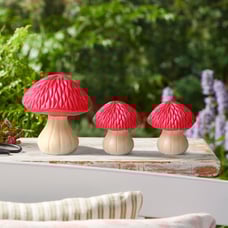 Outdoor 3PK Resin Red Mushroom Garden Statuary