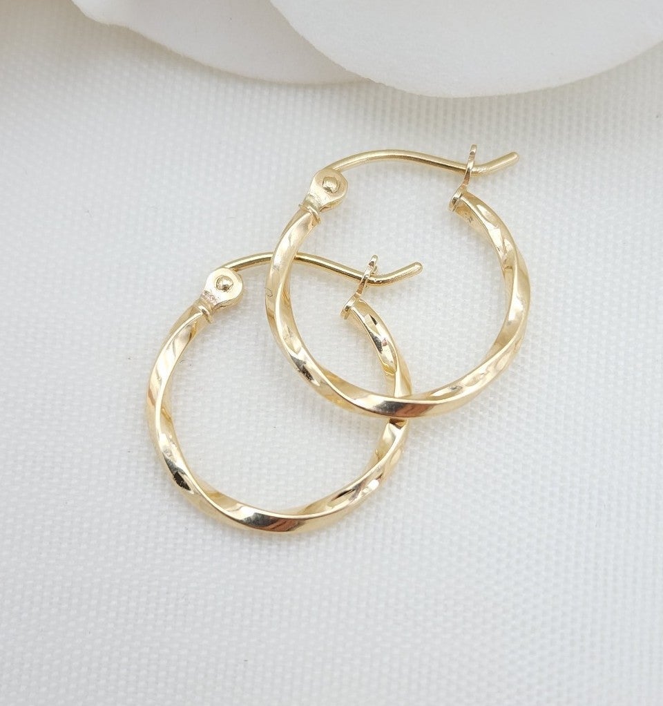 Mini 14k Gold Twisted Hoop Earrings