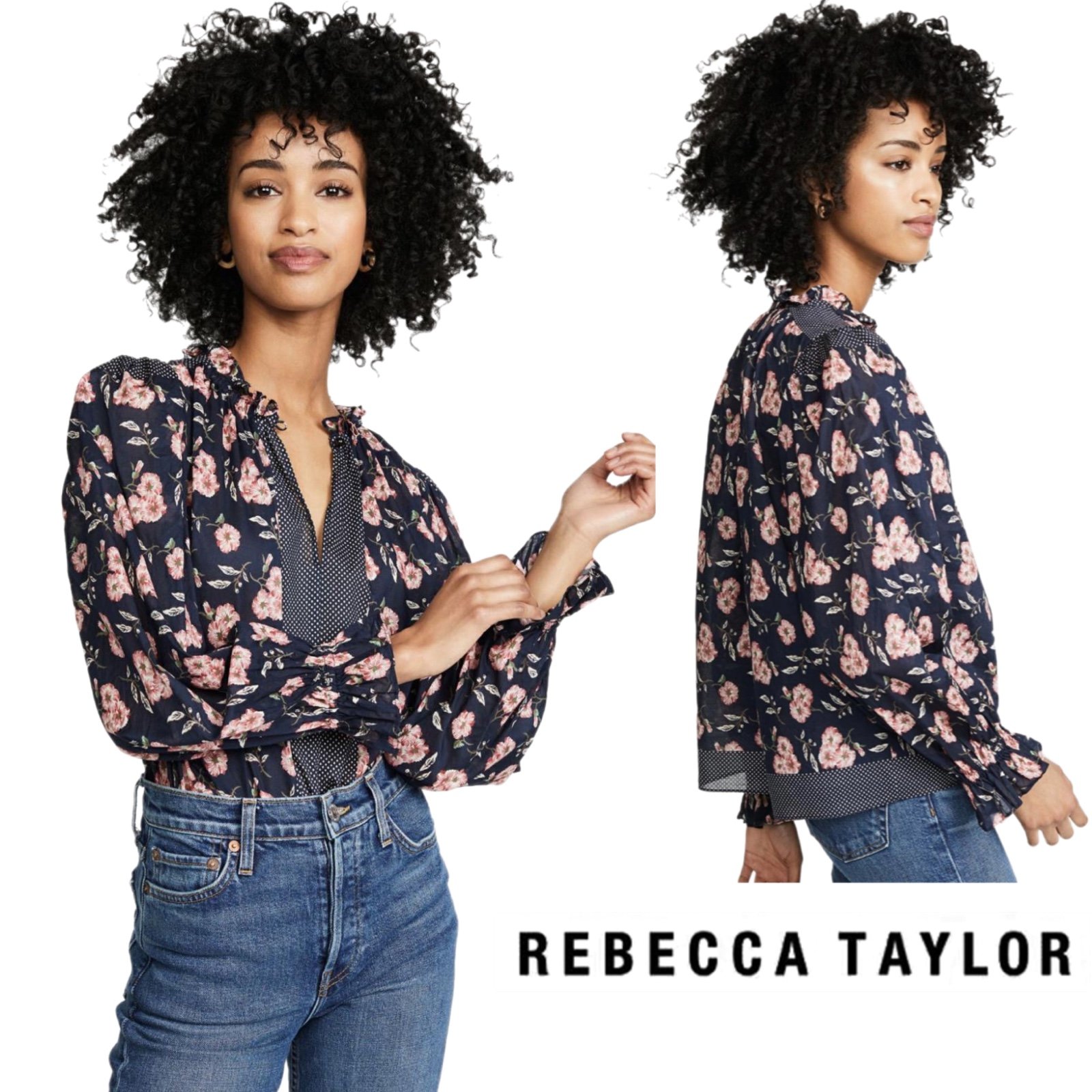 NEW Rebecca Taylor Adele Floral Peasant Blouse