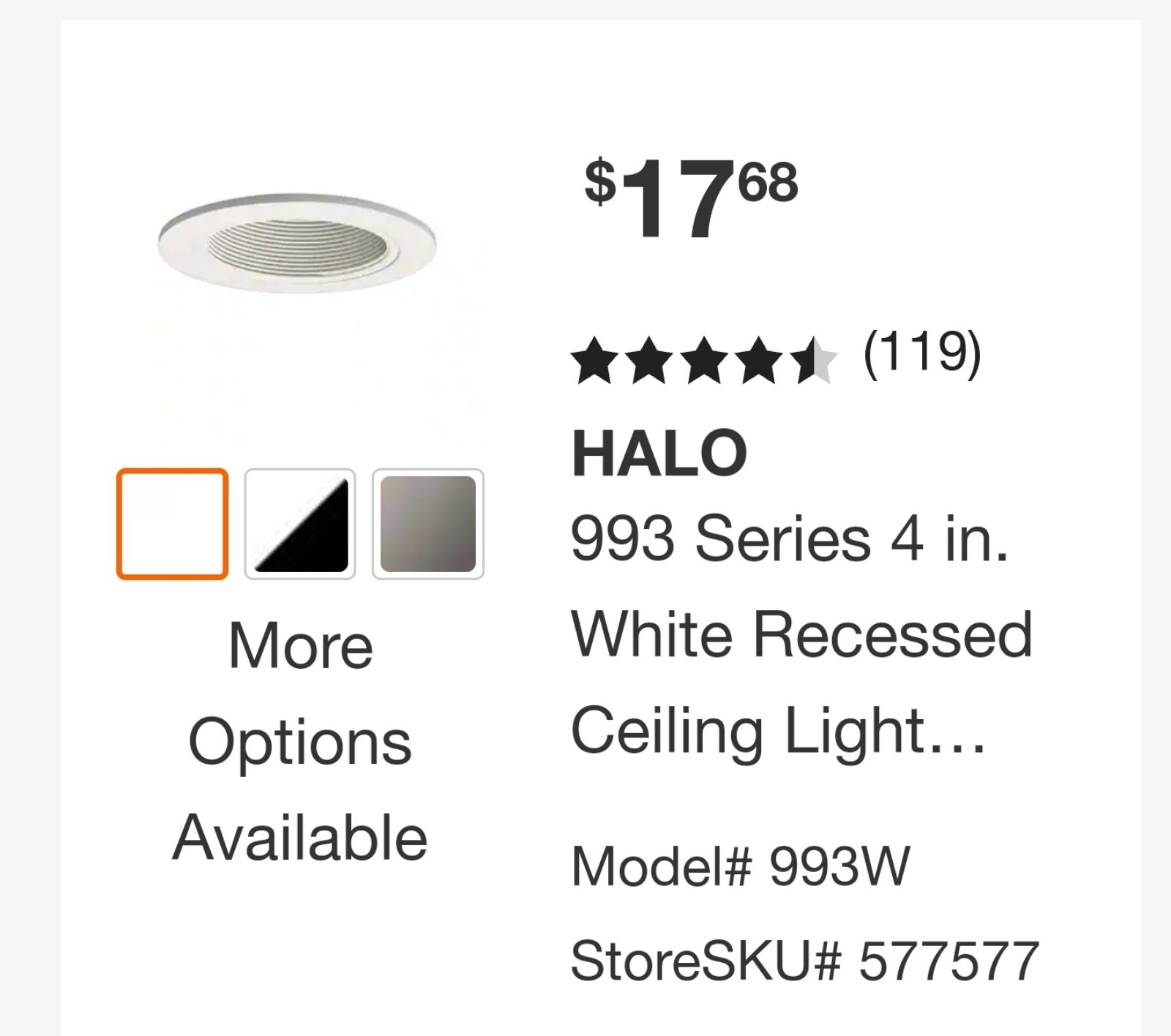 4 Recessed trim kit for lighting.